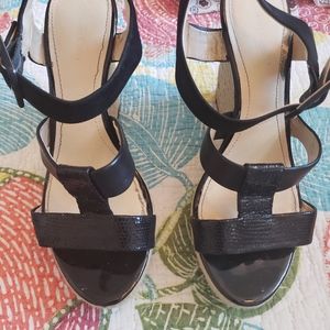 Calvin Klein Black multi material Wedges